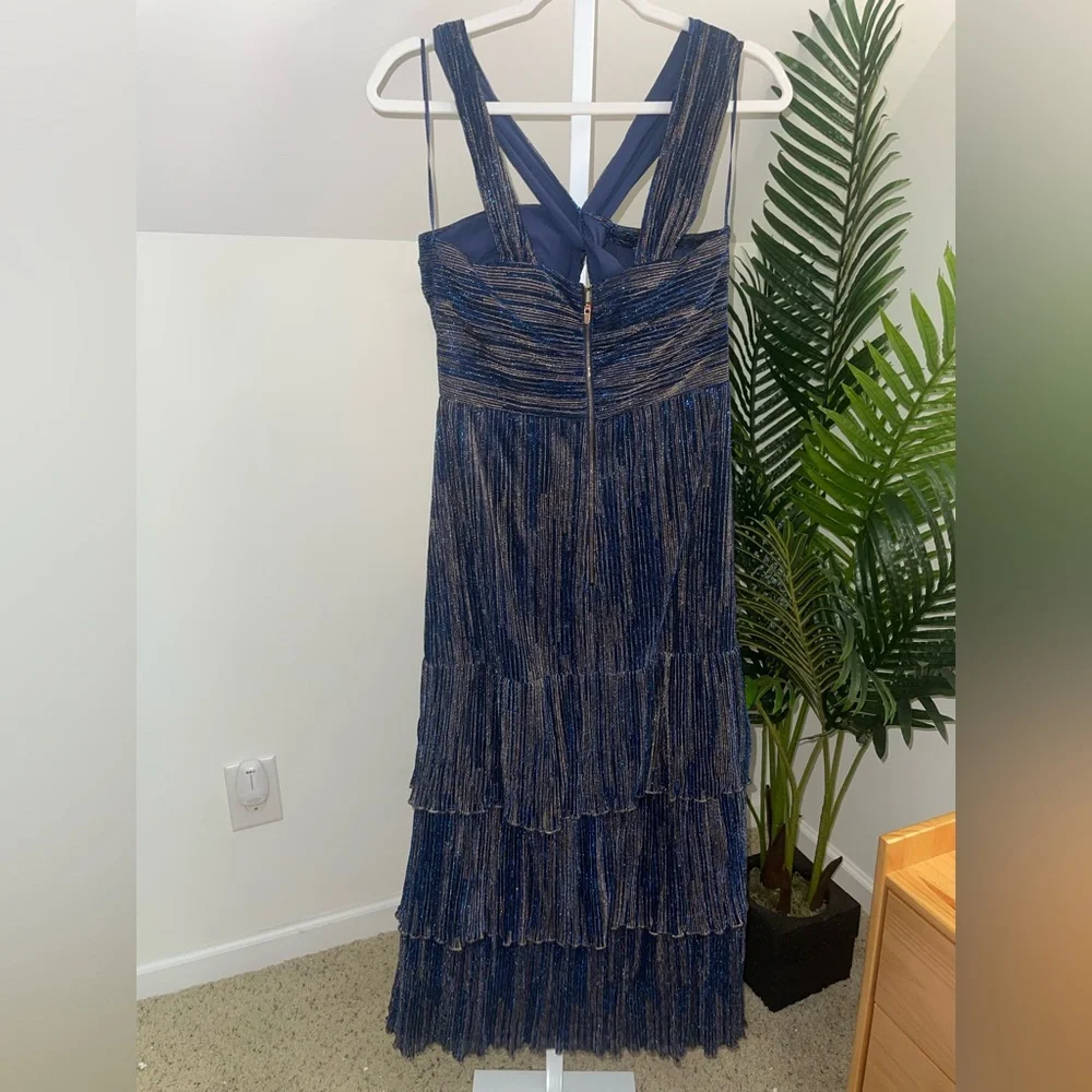 Saylor Intermix Hedi Lurex Metallic Halter‎ Midi Dress